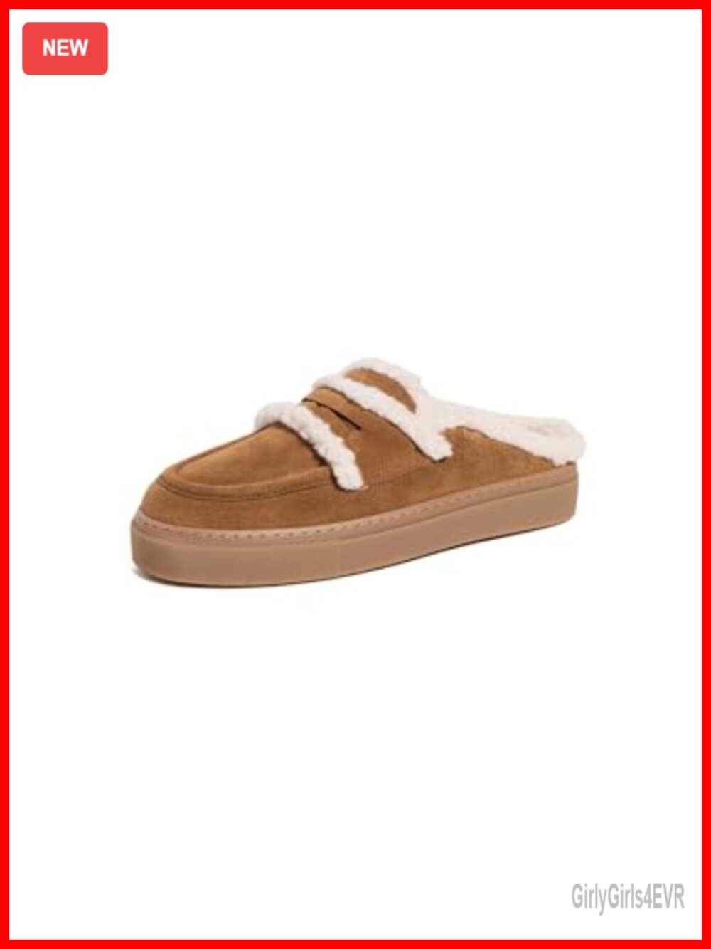 Suede Mule Wool Slippers Penny Strap Pull-On Winter Casual